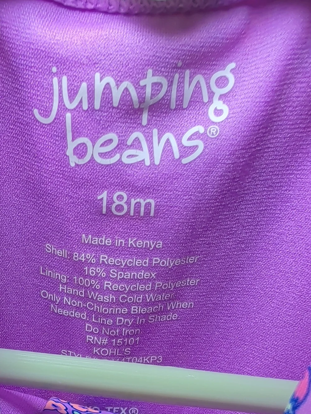 Jumping Beans Baby Girl One-Piece Swimsuit Purple Floral Long Sleeve Zip Sz 18M